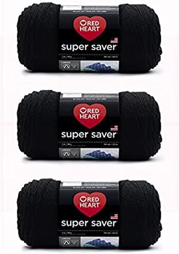 Red Heart Super Saver Black Yarn - 3 Pack of 198g/7oz - Acrylic - 4 Medium (Worsted) - 364 Yards - Knitting/Crochet - Image 1