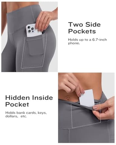 ATHVOTAR Biker Shorts Women with Pockets - 3"/5"/8" High Waisted Workout Spandex Tummy Control Gym Running Yoga Shorts 8" Black/Gray/Navy/Army Green L - Image 2