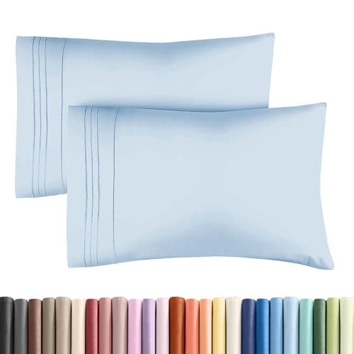 King Pillow Cases Set of 2 - Ultra Soft Hotel Quality Pillowcase Covers - Luxury Comfy Bedding for Women, Men, Kids and Teens - Machine Washable Pillow Protectors - 2 Pieces Set - King Size Sky Blue - Image 1