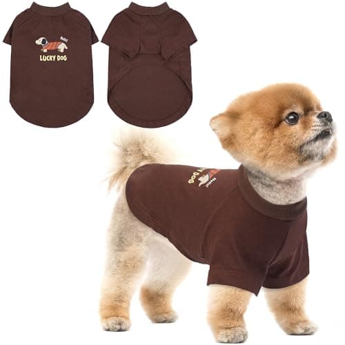 PUMYPOREITY Dog Shirt, Cute Printed Dog T-Shirt for Medium Dogs, Breathable Shirts for Dogs, Lightweight Stretchy Dog Shirt for Bichon,Shih Tzu, M, Brown - Image 1