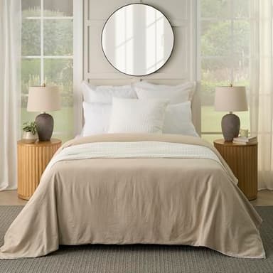 Nourison Home 23" Rustic Brown (Gray Undertones) Ceramic Pot Table Lamp for Bedroom, Living Room, Dining Office, Beige Shade, Set of 2 - Image 3