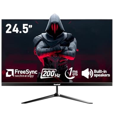 Gawfolk 24.5 Inch PC 200Hz Gaming Monitor, FHD 1080p screen, Built-in speakers,1ms without Bezel, freesync, 99% sRGB, 178 ° Angle View, HDMI、DisplayPort, Compatible with wall mounting 75*75MM - Black - Image 1