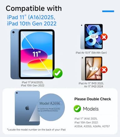 EZ-GLAZ-2 Pack Screen Protector for iPad 11th A16 11-in. /10th Generation 10.9-in. (2025/2022), 9H+ Hardness Tempered Glass with Easy Application Tray, Support Apple Pencil, Case Compatible, HD Clear - Image 2