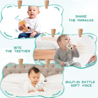 WOODMAM Montessori Toys for Babies 0-6 Months, 9 in 1 Learning Educational Sensory Toys for Newborn 0-3-6 Months, Includes High Contrast Cards, Baby Tissue Box Toy, Spinning Drum, Teether and More - Image 6