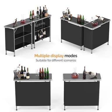VINGLI 39" Portable Bar Table, 3-Tier Shelves, Mobile Bar Table for Events, Party, Camping, Picnic, Tradeshow, Indoor with Black Skirt(1 Pack) (2, 39") - Image 6