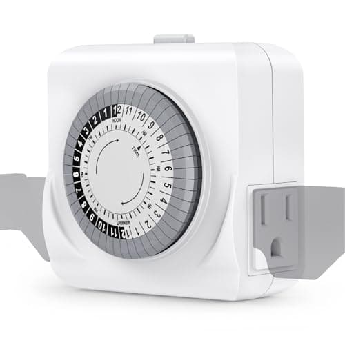 Timers for Electrical Outlets Indoor, Dual 3 Prong Outlet, 24-Hour Plug-in Mechanical Lights Timer for Christmas Lights, Grow Lights, 30-Minute Intervals, Daily Cycle, ETL Listed - Image 1