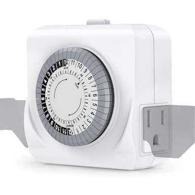 Timers for Electrical Outlets Indoor, Dual 3 Prong Outlet, 24-Hour Plug-in Mechanical Lights Timer for Christmas Lights, Grow Lights, 30-Minute Intervals, Daily Cycle, ETL Listed - Image 1