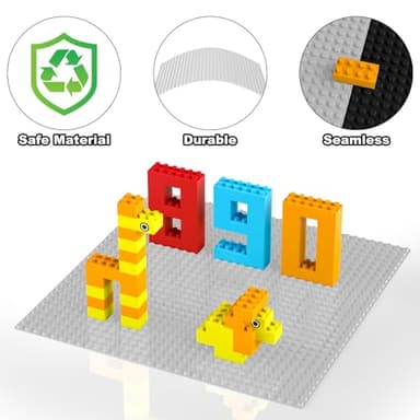 Pokiiulk Classic Baseplates, Peel and Stick Base Plates for Building Bricks, Compatible with Major Brands, Self-Adhersive Base for Bricks 10" x 10", 6 Pack Grey… - Image 6