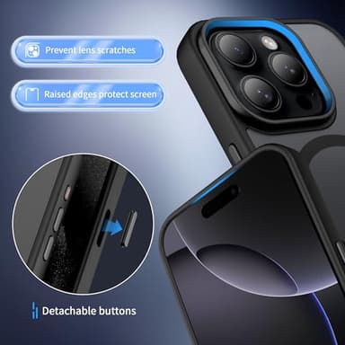 CACOE Magnetic Case for iPhone 16 Pro 6.3 inch, Compatible with MagSafe, Thin Slim Fit Anti-Fingerprint Shockproof Bumper TPU Protective Cover for Women Men Girls(Matte Black) - Image 5