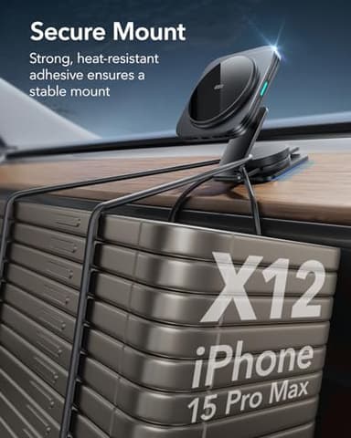 ESR for MagSafe Car Mount Charger, Foldable Dashboard Magnetic Wireless Car Charger, for MagSafe Charging,Tesla Touchscreen Car Phone Holder for iPhone 17/16/15/14/13/12, S25, Pixel 10, Strong Magnets - Image 9