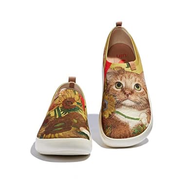 UIN x FatCatArt Collaboration Women's Art Travel Walking Shoes Slip On Casual Lightweight Fashion Sneaker Toledo Ⅹ Sunflowers and Cat 3 (7.5) - Image 3