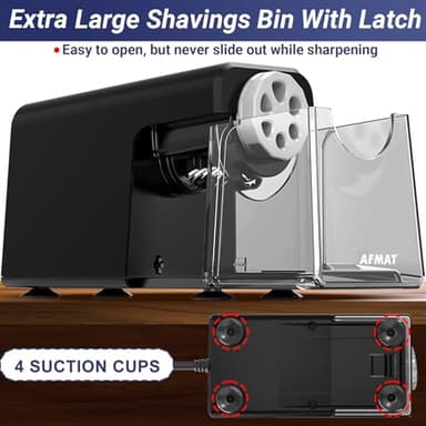 AFMAT PSX1 Electric Pencil Sharpener Heavy Duty, 6 Holes, Auto Stop Pencil Sharpeners for Classroom, Electric Sharpener for 6-11mm Colored Pencils, 7000 Sharpenings, Save Pencils, Black - Image 6