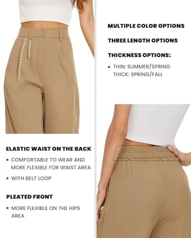 FUNYYZO Women's Wide Leg Pants High Elastic Waisted in The Back Business Work Trousers Long Straight Suit Pants - Image 3