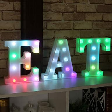 Pooqla Colorful LED marquee letter lights with Remote – light Up Signs – Party Bar Decorations for The Home - Multicolor A - Image 6