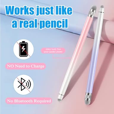2PCS Stylus Pens for Touch Screens,Stylus Pen for iPhone/iPad/Tablet Android/Microsoft Surface,Compatible with Touch Screens(White Pink/White Purple) - Image 2