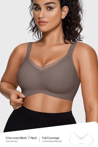 Vertvie Plus Size Full Coverage Wireless Supportive Comfortable Bra Back Fat Smoothing Wirefree Bras for Large Breasted Women(Grey,XX-Large) - Image 2
