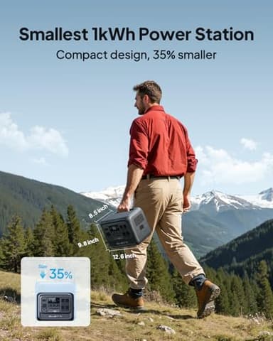 BLUETTI Elite 100 V2 (2025 New) 1024Wh Portable Power Station, LFP Battery Solar Generator w/ 4 1800W AC Outlets (3600W Surge) Backup, 35% Smaller for Camping, Outages (Solar Panel Optional) - Image 3