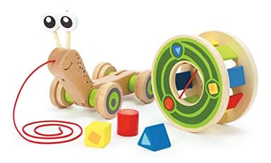 Hape Walk-A-Long Snail Pull Toy |Award Winning Toddler Wooden Push and Pull Toy with Removable Color - Image 4