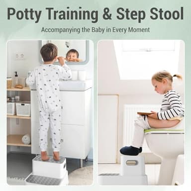 COOSEYA 2 Step Stools for Kids,Toddler Step Stool for Bathroom Sink,No-Slip Double up Stepping for Toddlers Bathroom, Multifunctional Toilet Potty Stool for Kids,Toilet Potty Training(2 Packs) - Image 6