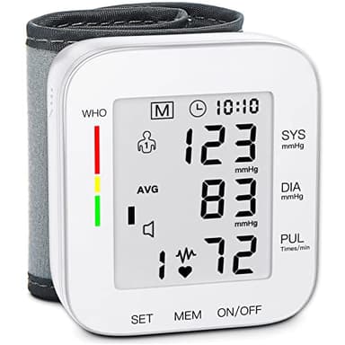 MMIZOO Wrist Blood Pressure Monitor Large LCD Display BP Machine Adjustable Cuff 5.31-7.68 inch Automatic 99x2 Sets Memory with Carrying Case for Home Use (W1681) - Image 1