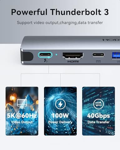 USB C Adapter Hub for MacBook Pro Air 2025-2018, Mac Adapter Multiport for MacBook 13" 15" 16", Mac Accessories Hub 8 in 2 with HDMI Thunderbolt 3 USB-C USB 3.0 2.0 SD/TF Card Reader - Image 5