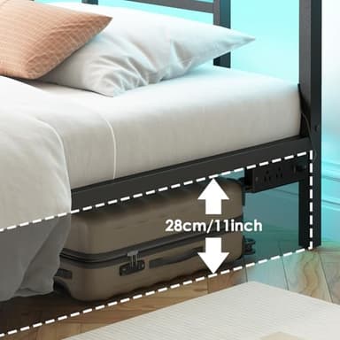 Fixwal Twin Bed Frame with Charging Station, Metal Bed Frame with Port and Outlet, Black - Image 5