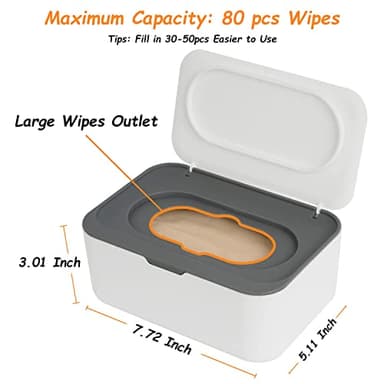 2 Pack Wipes Dispenser, Wipe Holder for Baby & Adult, Seposeve Refillable Wipe Container, Keeps Wipes Fresh, One-Handed Operation. Non-Slip, Easy Open/Close Wipes Pouch Case(2 Grey) - Image 6