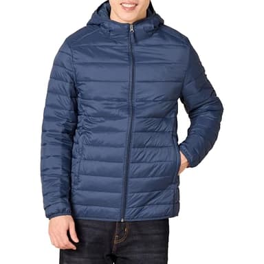 Amazon Essentials Men's Lightweight Water-Resistant Packable Hooded Puffer Jacket, Navy, Large - Image 1