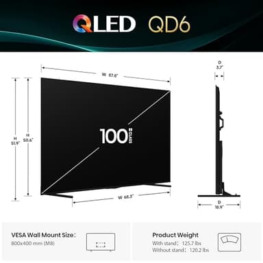 Hisense 100" Class QD6 Series (100QD6QF, 2025 Model) QLED 4K UHD Smart Fire TV, 144Hz, Voice Remote with Alexa, Dolby Vision, Dolby Atmos, Motion Rate 240, HDR 10+, Game Mode Pro, MEMC, VRR, ALLM - Image 2