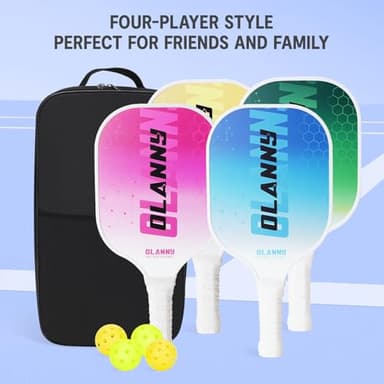 OLANNY Pickleball PaddlesPremium Rackets Face & Polymer Honeycomb Core Includes 4 Pickleball Paddles+ 2 Indoor Balls+ 2 Outdoor Balls+ 1 Portable Carry Bag - Image 6