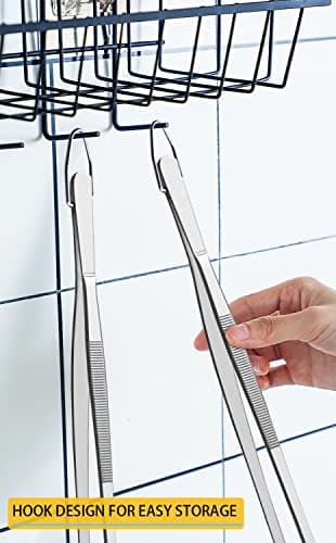 JETKONG 2 Pcs 12-Inch Kitchen Tweezers Fine Tweezer Tongs, Extra-Long Stainless Steel Cooking Tweezers (Silver) - Image 4