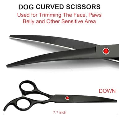 Professional Dog Grooming Scissors Kit Black 6 in 1, Dog Shears for Grooming 6CR Premium Stainless Steel Grooming Scissors Kit for Dogs Cat Pet - Image 4