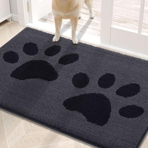Buganda Dog Door Mat for Muddy Paws, Absorbent Dirt Trapper Washable Indoor Doormats, Non Slip Low-Profile Mud Mat for Dogs, Front Entrance Doormat for Inside Floor (30x20 Inches, Black) - Image 1