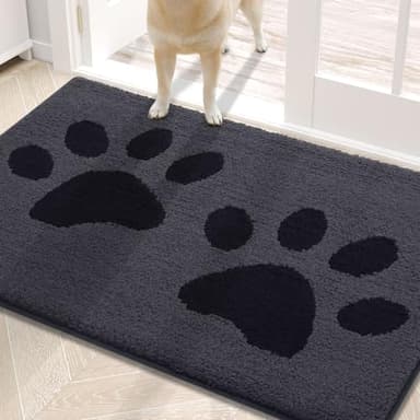 Buganda Dog Door Mat for Muddy Paws, Absorbent Dirt Trapper Washable Indoor Doormats, Non Slip Low-Profile Mud Mat for Dogs, Front Entrance Doormat for Inside Floor (30x20 Inches, Black) - Image 1