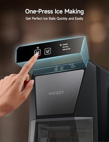 HiCOZY Clear Ice Ball Maker Countertop,Sphere Ice Maker with IcyGem Technology,2 Ice Balls in 60Mins,40 pcs/Day, Self-Cleaning Ice Machine with Ice Tong for Cocktails, Whiskey & Bourbon - Image 5