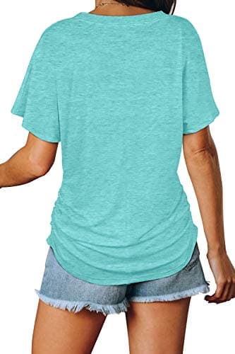 Plus Size Tops for Women Short Sleeve V Neck T Shirts Tunics Dolman Tops Oversized Tshirts Loose Fit Business Casual Outfits Womens Clothes Aqua XXXL - Image 4