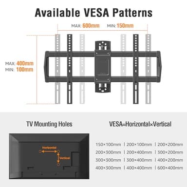 ELIVED Long Arm TV Wall Mount for Most 42-75 Inch TVs, 37.9 Inch Long Extension Corner TV Mount, Full Motion Wall Mount tv Bracket Swivel and Tilt, Holds up to 99 lbs. Max VESA 600x400mm, YD3038 - Image 9