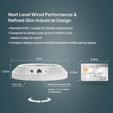 TP-Link EAP610, Omada Business WiFi 6 AX1800 Wireless Gigabit Access Point, Support Mesh, OFDMA, Seamless Roaming & MU-MIMO, SDN Integrated, Cloud Access & Omada App, PoE+ Powered, White - Image 3