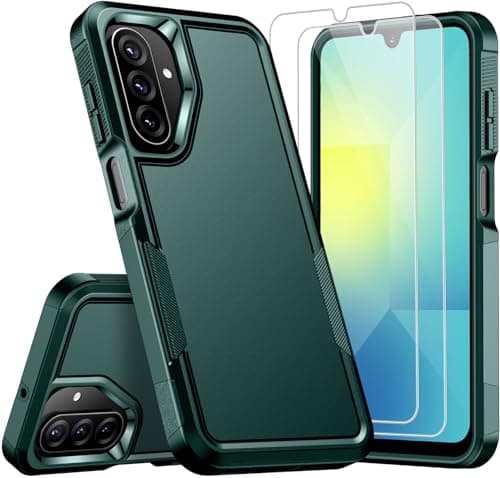 SPIDERCASE for Samsung Galaxy A26 5G Phone Case, [10 FT Drop Protection] 2 pcs [Tempered Glass Screen Protector] Heavy Duty Shockproof Case,Dark Green - Image 1