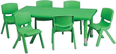Flash Furniture Rectangular Activity Table Set, 24"W x 48"D x 14.50" - 23.75"H, Green - Image 4