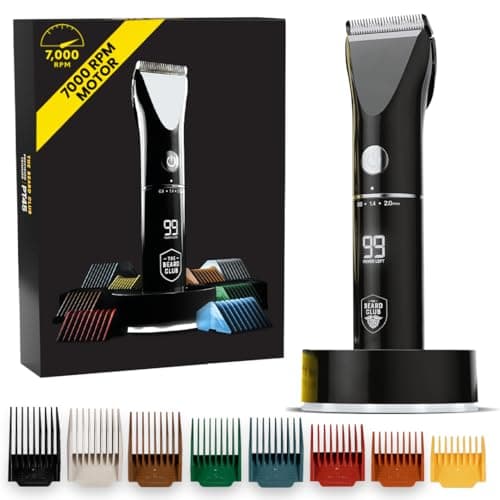 The Beard Club Beard Trimmer for Men - Electric Cordless Rechargeable Beard & Hair Trimmer - High Power 7000 RPM - 8 Color Guides 45 Unique Trim Lengths - Travel Lock - Image 1