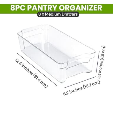 Utopia Home - Fridge Organizer Bins - Refrigerator Organizing Bins - Pantry Organizers & Storage - Stackable for Home & Kitchen Pantry Organization - Clear Plastic Containers (8 Pack) - Image 2