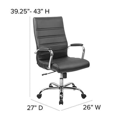 Flash Furniture Whitney High-Back Swivel LeatherSoft Desk Chair with Padded Seat and Armrests, Adjustable Height Padded Office Chair, Black/Chrome - Image 3