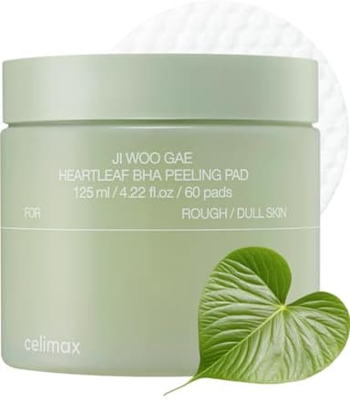 celimax Ji.Woo.Gae Heartleaf BHA Peeling Pad | with Heartleaf Extract, Exfoliating Toner Pads, Facial Peels, Hydrating, for Troubled Skin & Breakouts (60 Pads) - Image 1