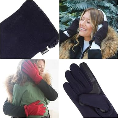 isotoner Women's Stretch Fleece Touchscreen Texting Cold Weather Gloves with Warm, Soft Lining, smartDRI Black, One Size - Image 6