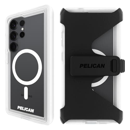 Pelican Voyager Samsung Galaxy S25 Ultra Case [Magnetic and Wireless Charging] Case w/ 18ft MIL-STD Drop Protection - Heavy Duty Cover w/Belt Clip Holster for Samsung Galaxy S25 Ultra 6.9" - Clear - Image 1