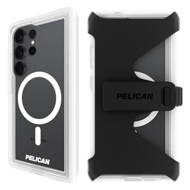 Pelican Voyager Samsung Galaxy S25 Ultra Case [Magnetic and Wireless Charging] Case w/ 18ft MIL-STD Drop Protection - Heavy Duty Cover w/Belt Clip Holster for Samsung Galaxy S25 Ultra 6.9" - Clear - Image 1