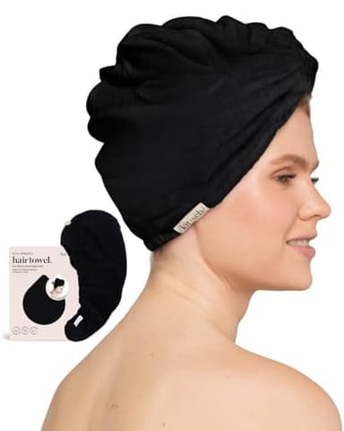 Kitsch Microfiber Hair Towel Wrap for Women - Super Absorbent Hair Drying Towel - Quick Dry, Anti-Frizz - for Long & Short, Wet & Curly Hair - Black - Image 9