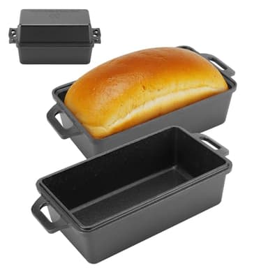 Northriver Casting 9×5 Inch Cast Iron Loaf Pan with Lid | Bread Baking Pan | Even Heat Distribution for Homemade Bread, Cake, and Meatloaf | 2 Piece Set - Image 1