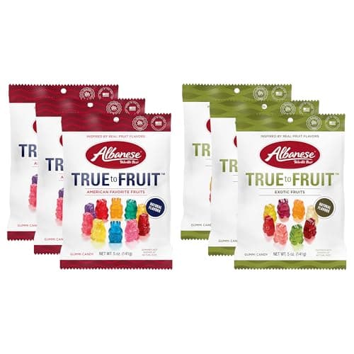 Albanese World's Best True to Fruit Gummies, Variety Pack, 5oz Bag of Gummy Candy (Pack of 6), Individually Wrapped Soft & Chewy Candy Snacks - Image 1